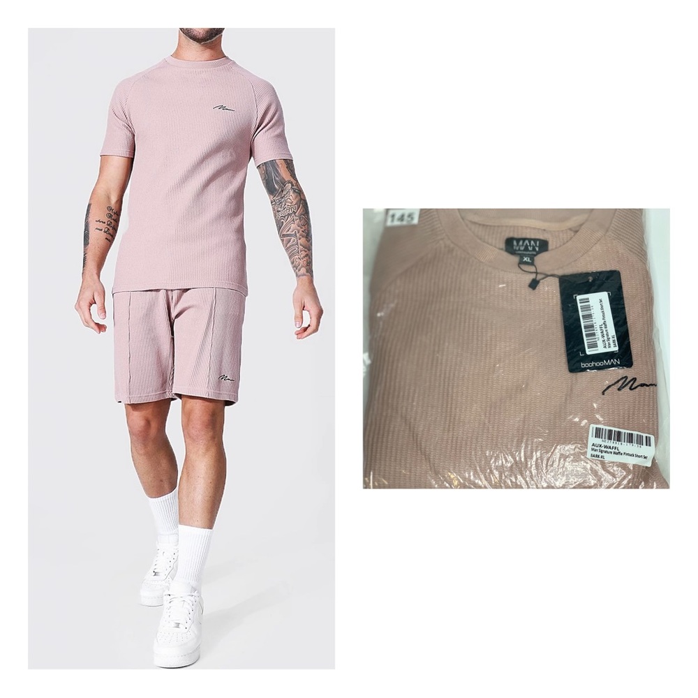 Man Signature Waffle Pintuck Short Set